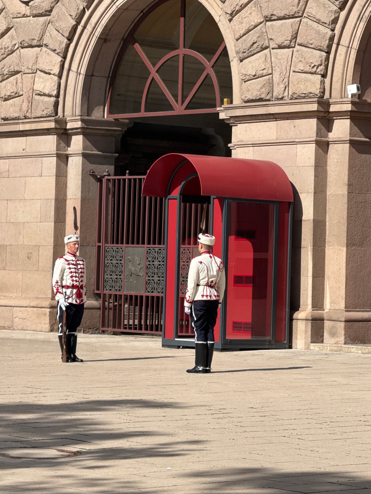 Presidential guards on duty at Sofia Palace early morning