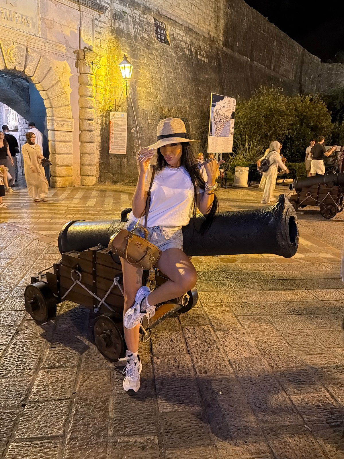 Kotor's waterfront and Old Town on a summer night