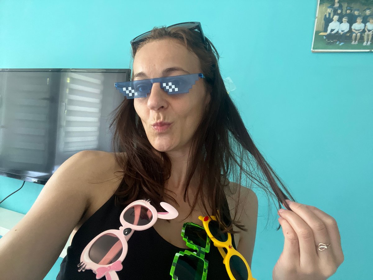 Novelty sunglasses collection styled for a social media post
