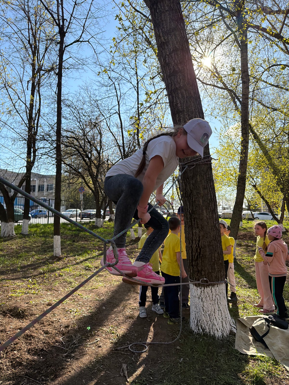 Children navigate rope courses in Izhevsk park