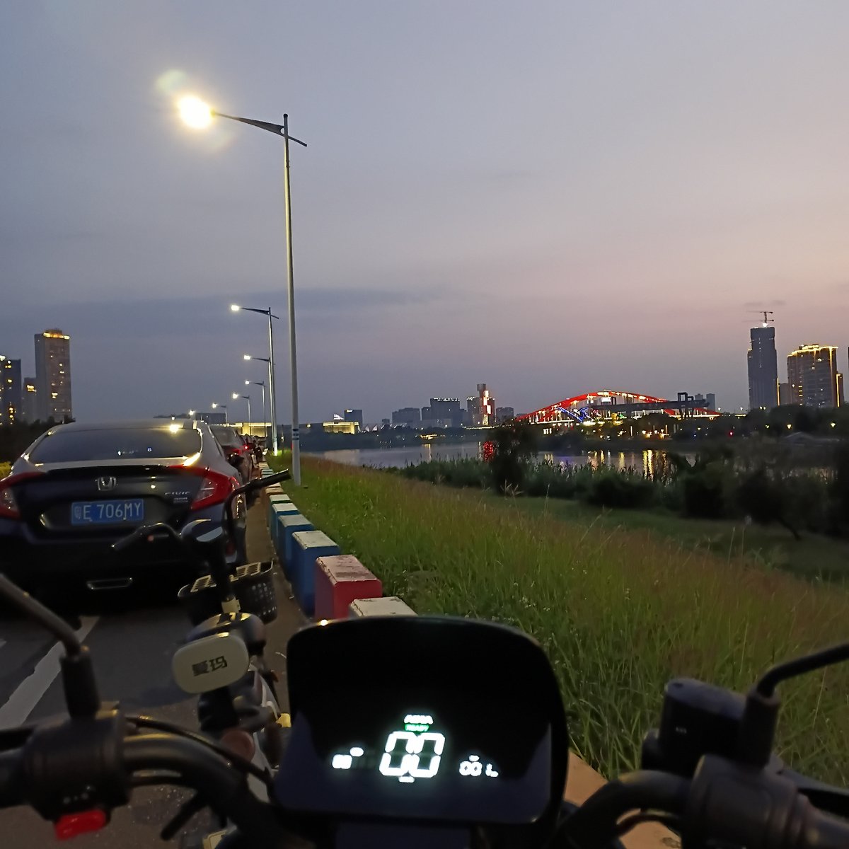 Evening motorcycle ride documented in Shunde District, China