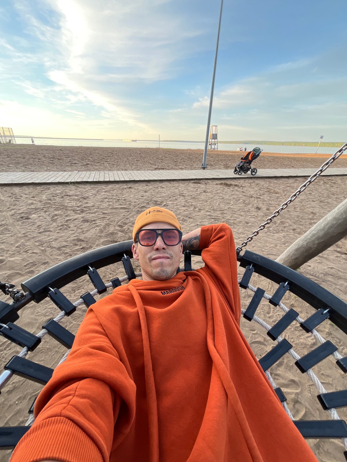 Family enjoys playground time at Chaikovsky lakeside park