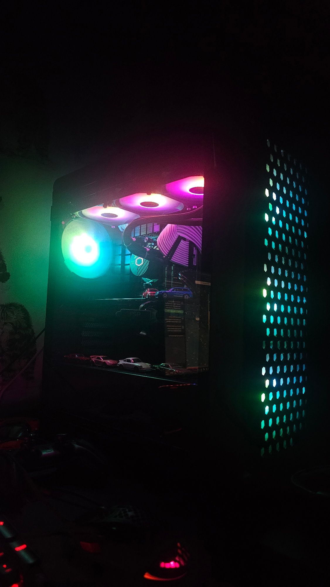 Evening scenes captured: computer hardware and bar interior in Varna