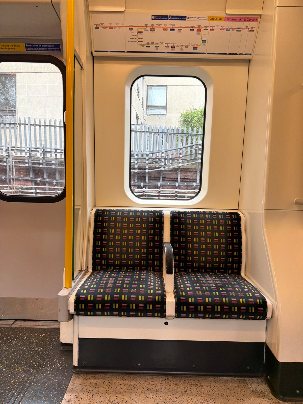 London Underground train interior documented during morning commute