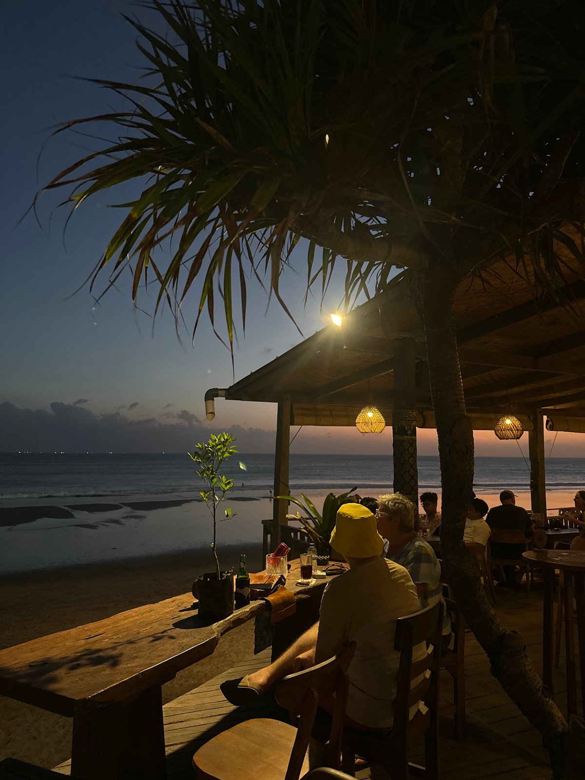 Sunset drinks and live music at a North Kuta beachside restaurant