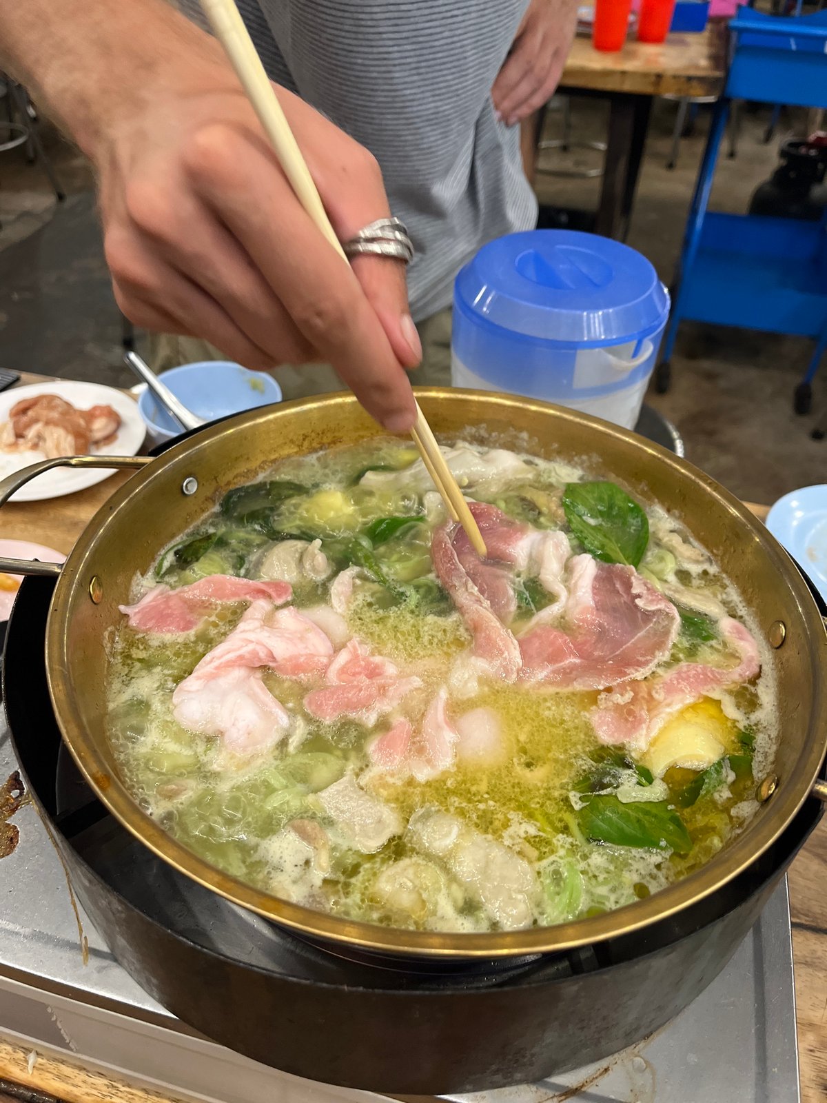 Hot pot lunch at a casual Chiang Mai restaurant