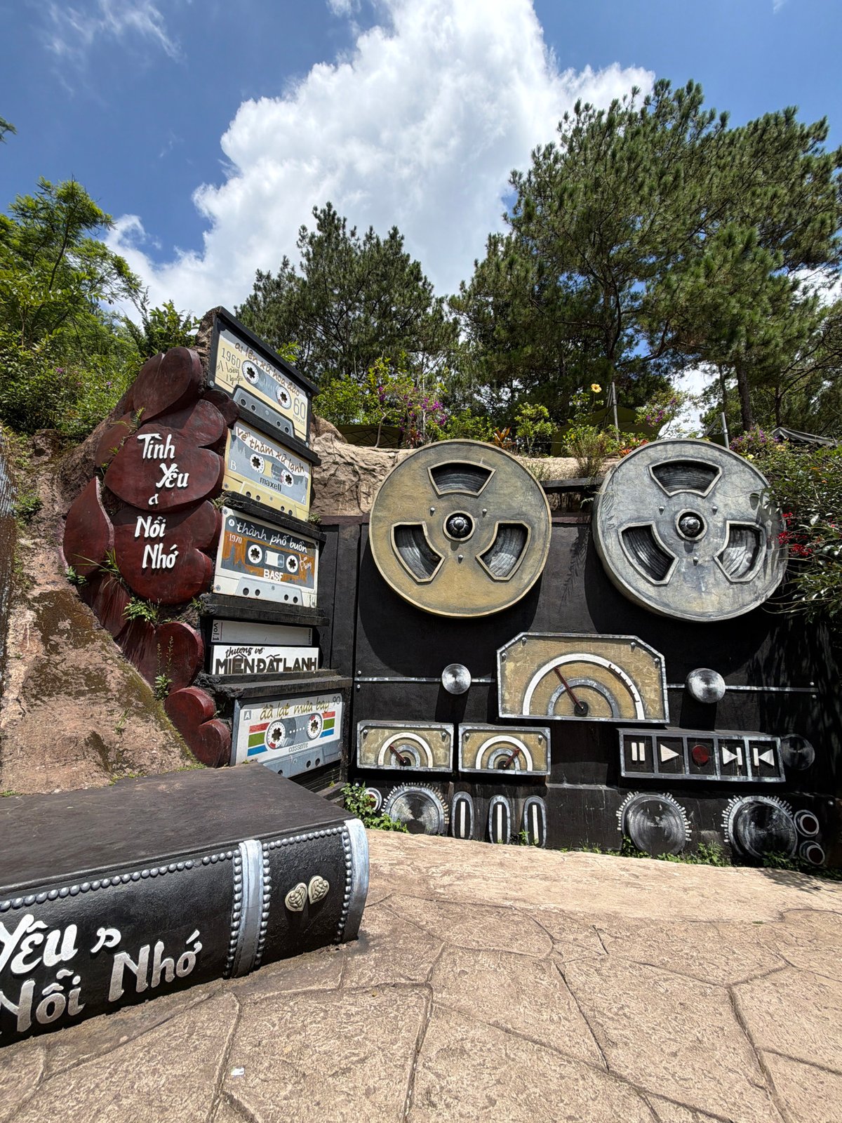 Quirky oversized sculptures and vintage trains at a Da Lat attraction