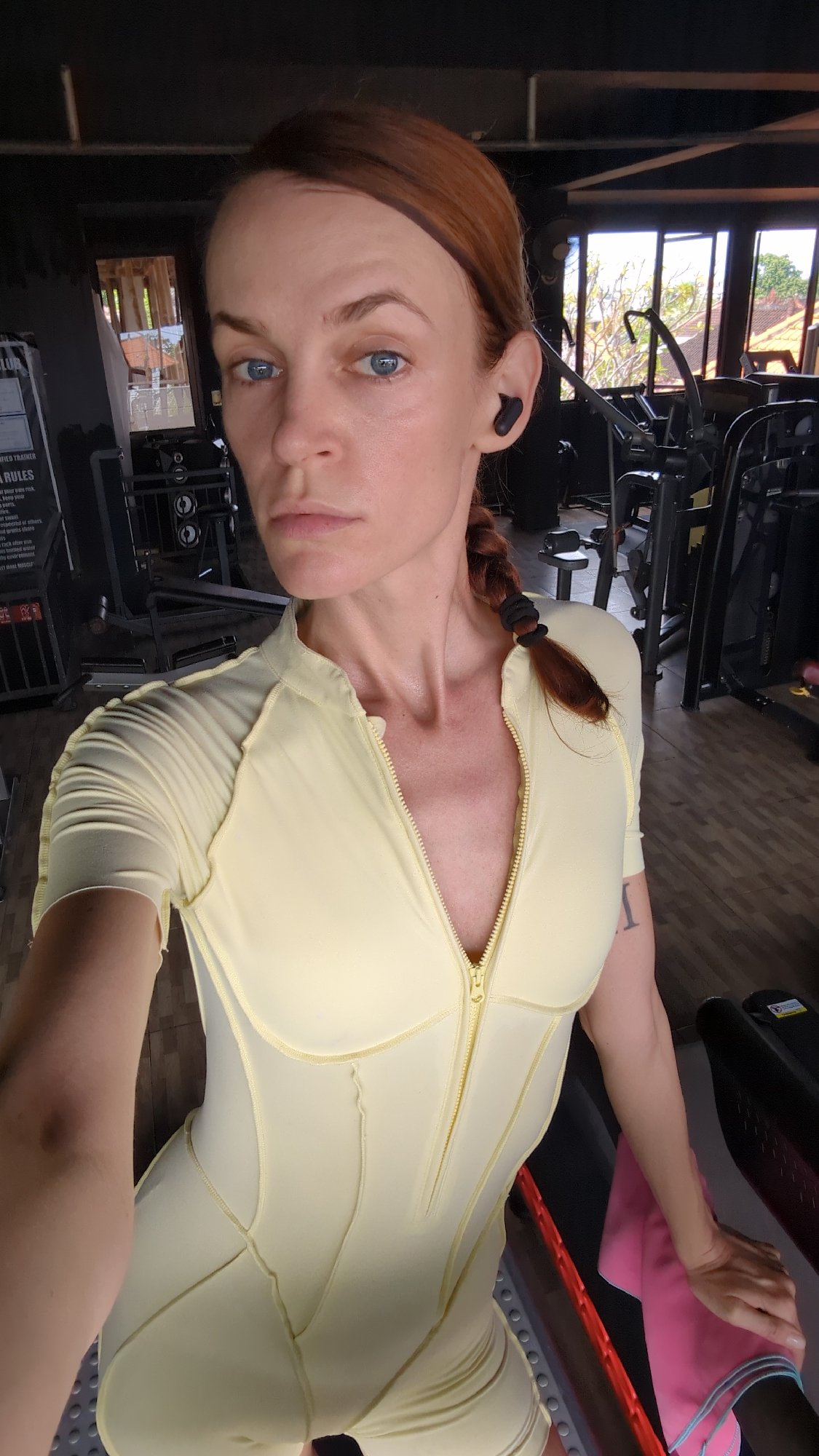 Woman takes gym selfies in Mengwi, Indonesia