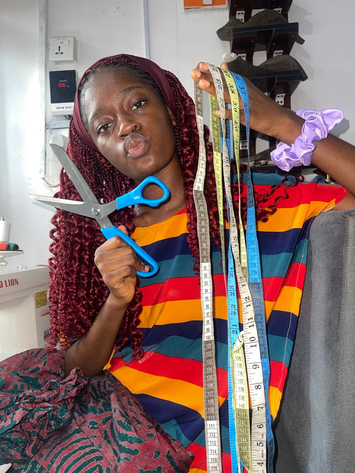 Sewing session and selfies from a workshop in Ado, Nigeria