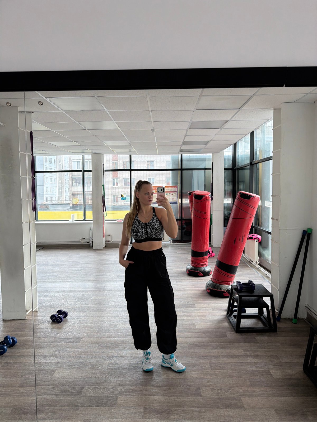 Morning gym selfies documented across Izhevsk fitness studios