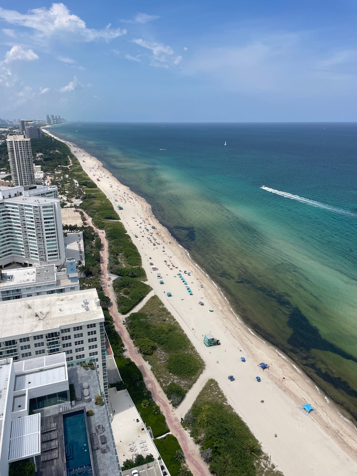 Busy summer afternoon on Miami Beach from the air