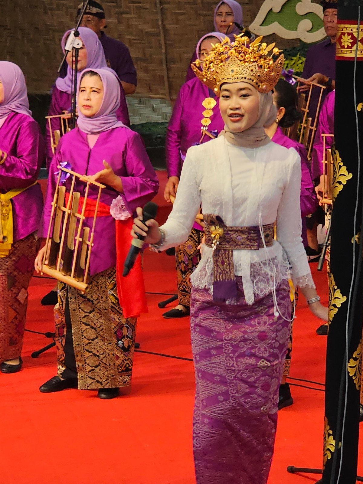 Angklung choir performs at Balinese cultural venue in Denpasar