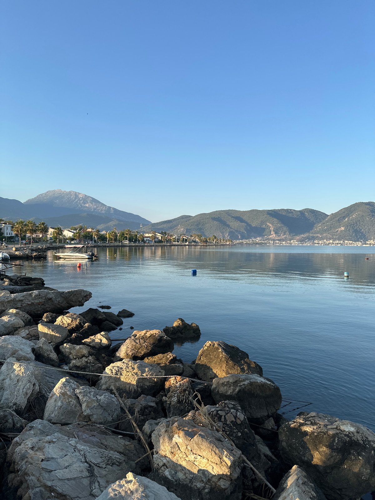 Morning stroll along Fethiye's calm waterfront promenade