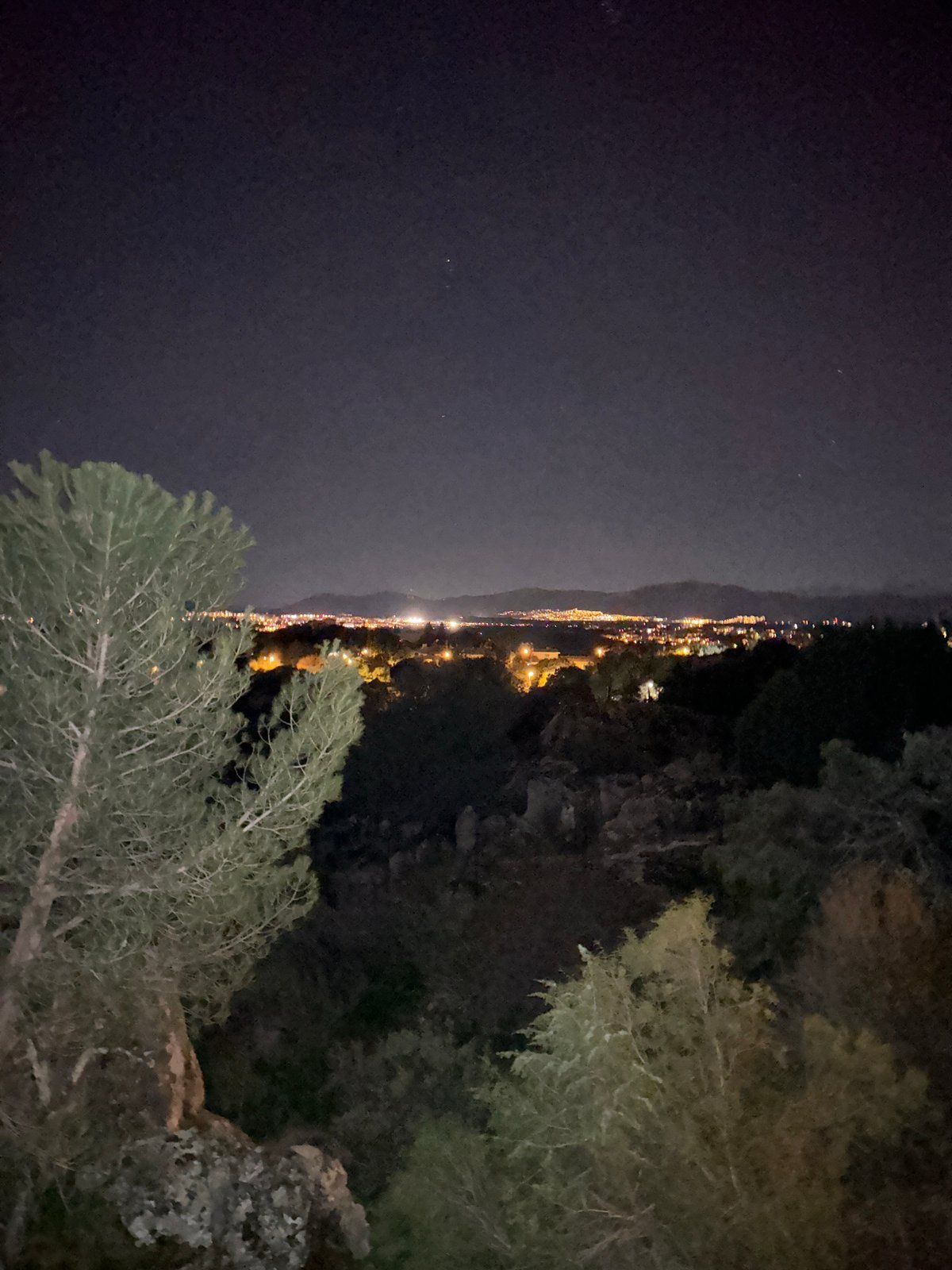 Night views capture Torrelodones city lights from elevated positions