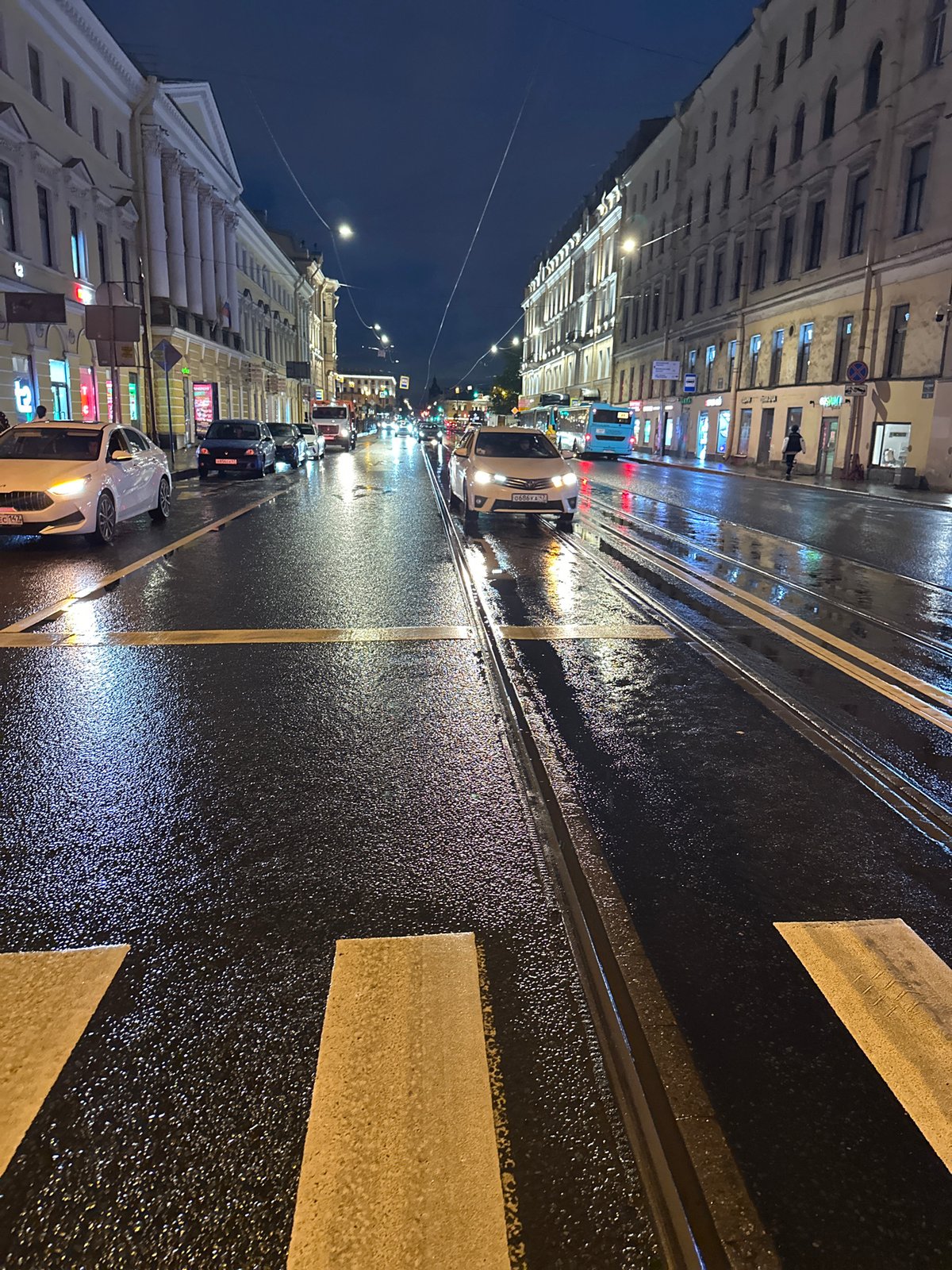 Rainy night on Nevsky Prospekt, Saint Petersburg