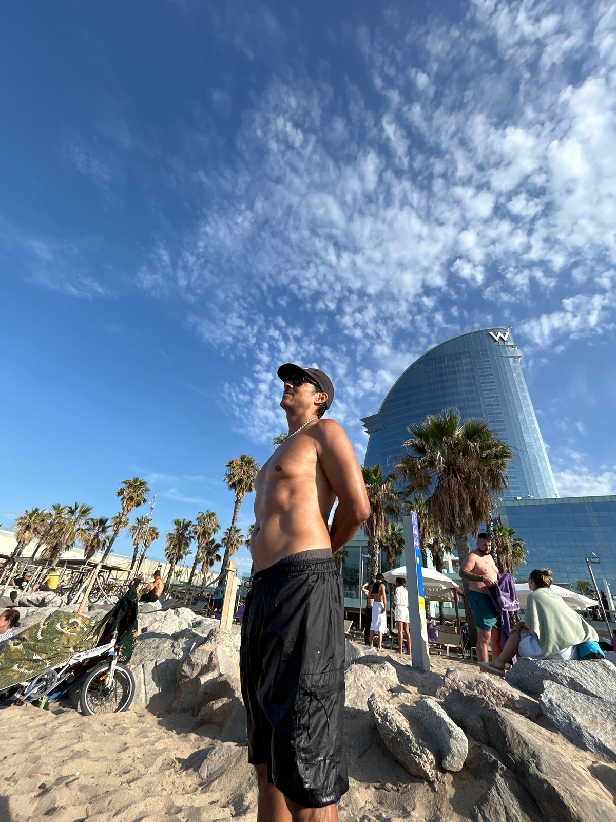 Beach day activities and relaxation along Barcelona's Mediterranean coastline