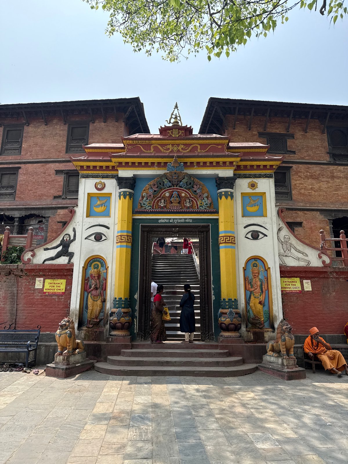 Temple entrance with ornate carvings documented in Kathmandu