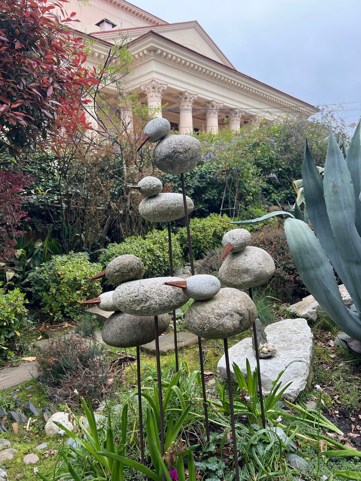 Garden scene with classical architecture documented in Sochi