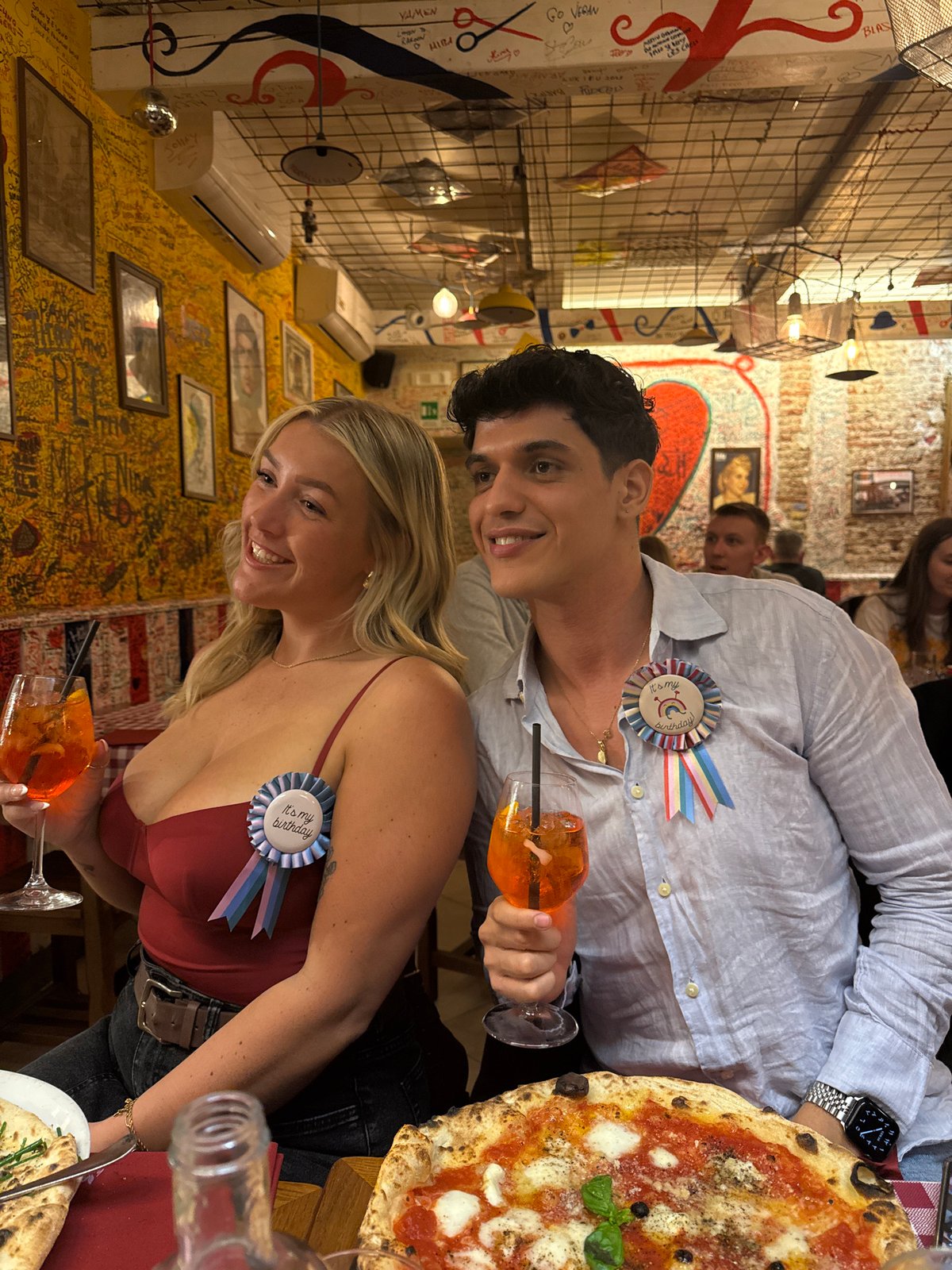 Birthday celebration with pizzas at Milan restaurant