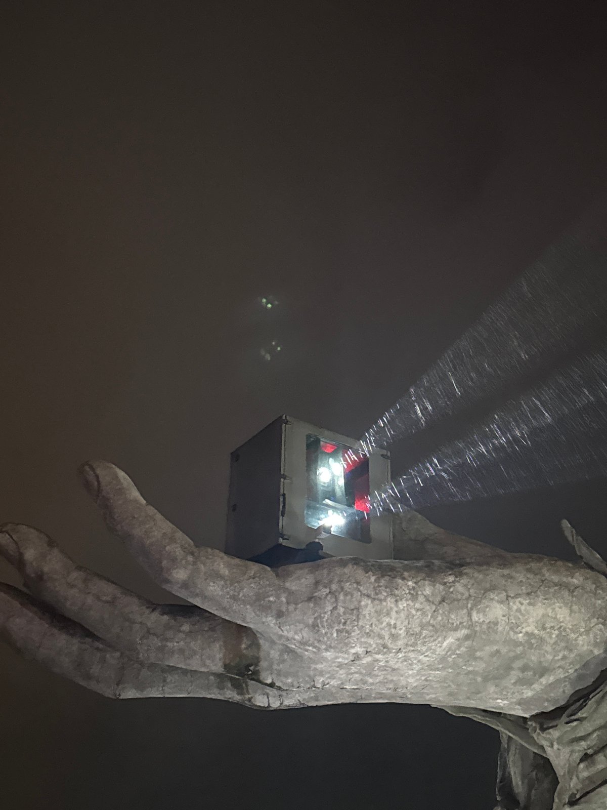 Projection-mapped sculptures glow at a Kediri night installation