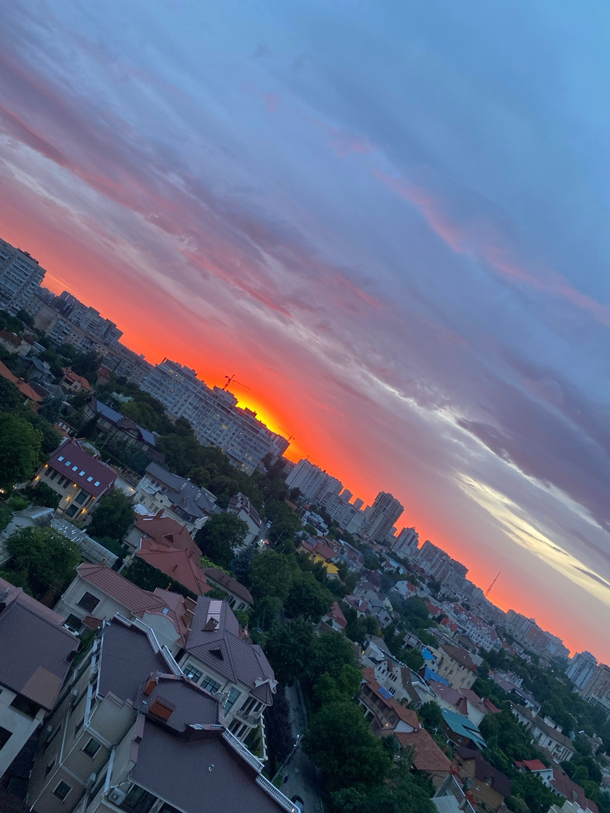 Aerial sunset over Odesa captured from multiple angles