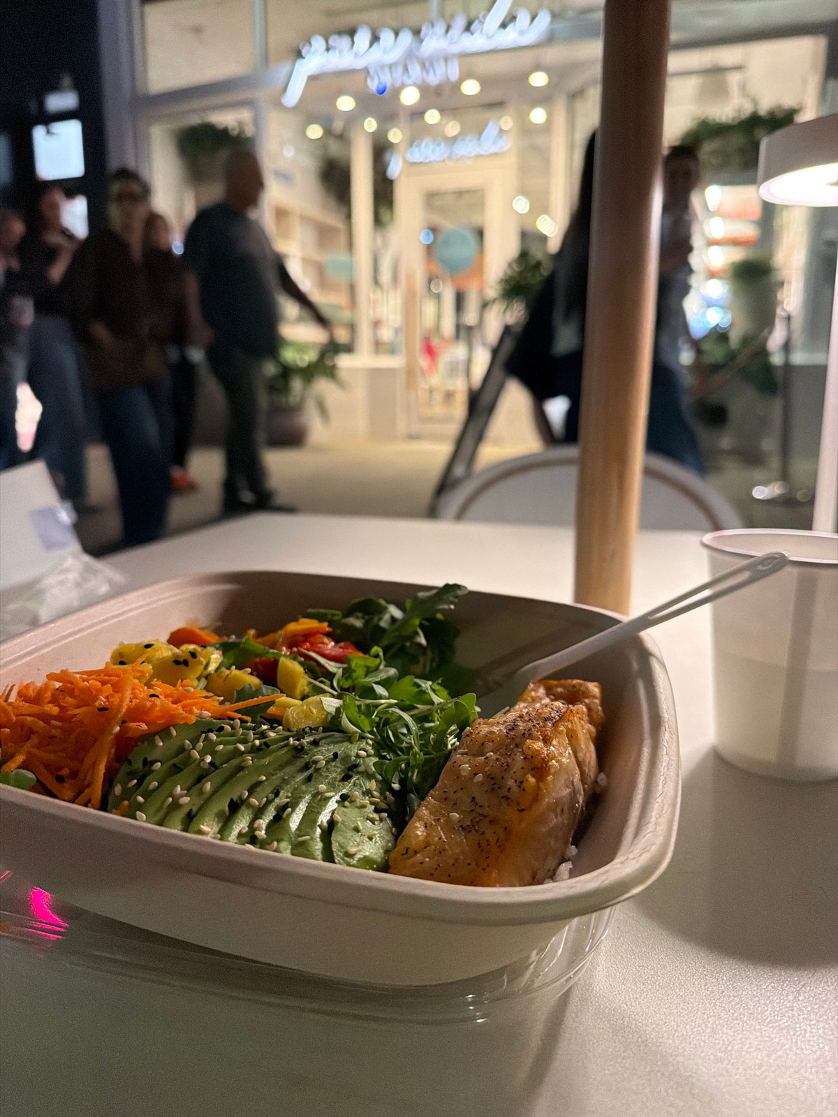 Late-night salad meal documented in Manhattan