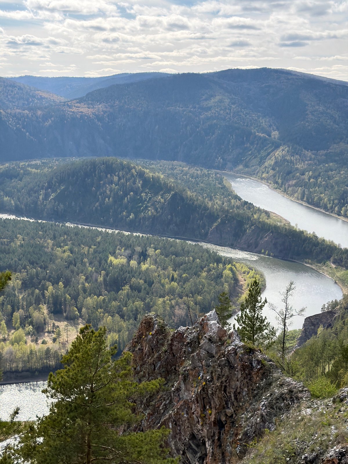 Scenic Man River valley documented in Russian mountains
