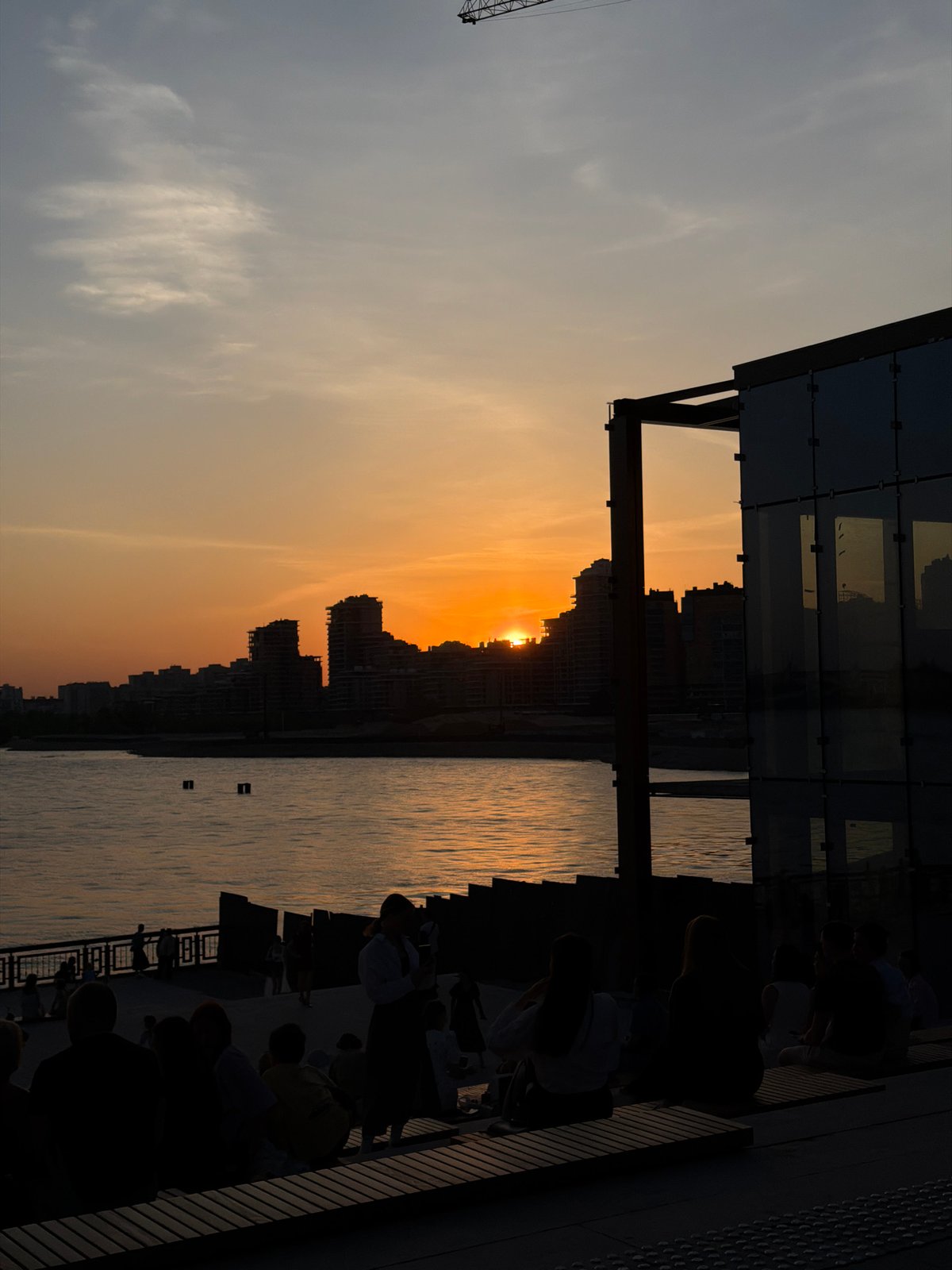 Sunset observed over Kazan skyline, Russia