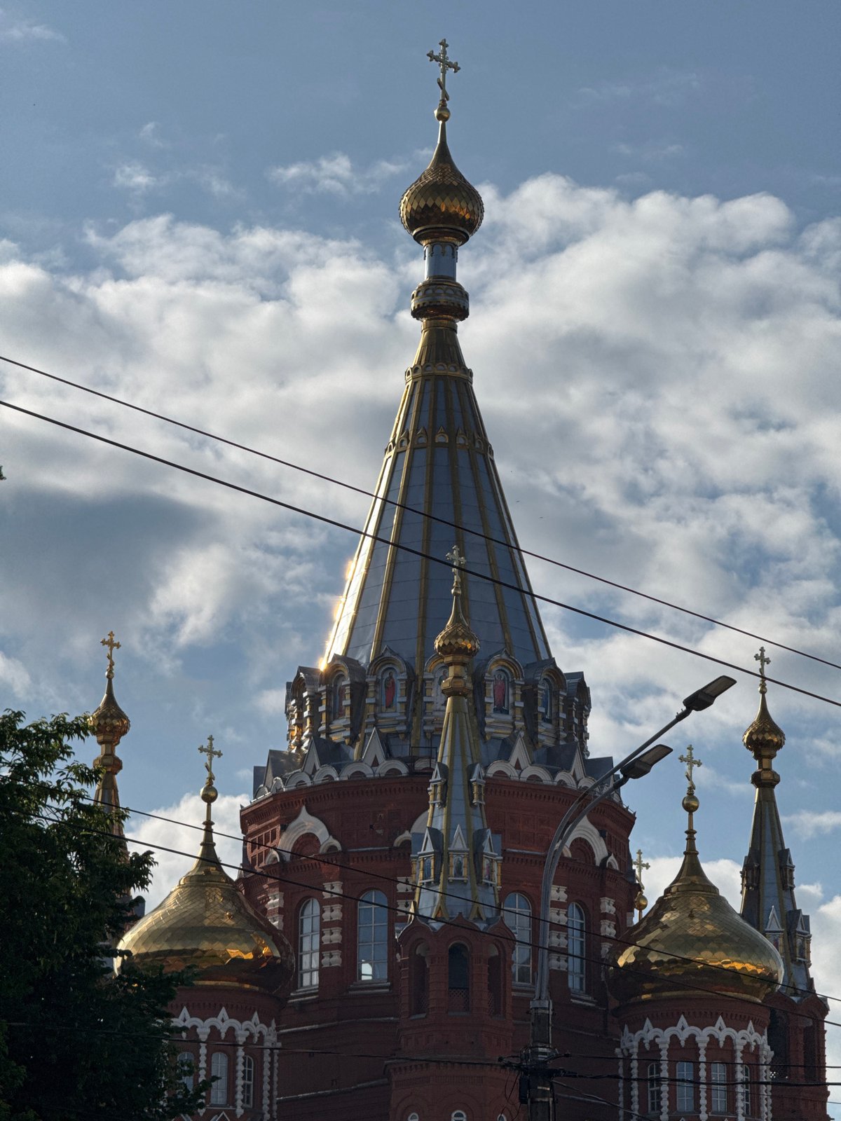 Izhevsk streets and landmarks on a cloudy afternoon