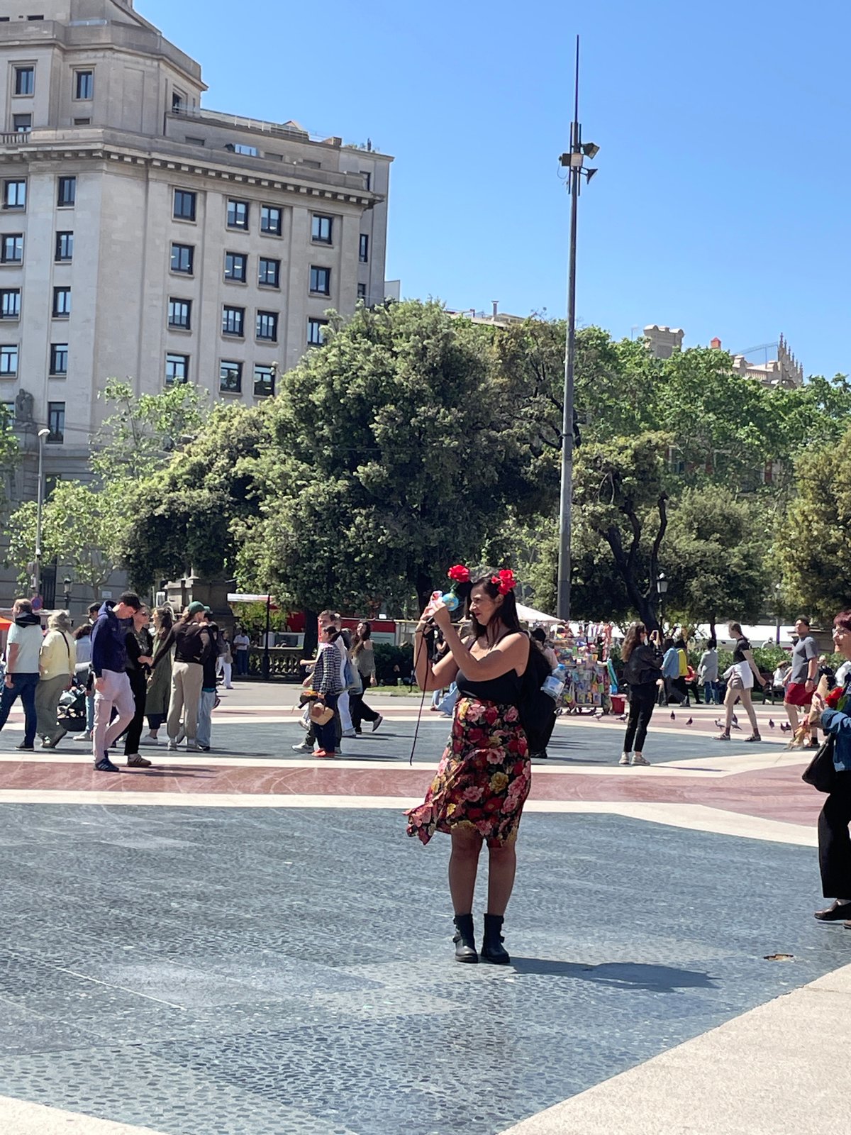 Mariachi band performs outdoor concert in Barcelona plaza