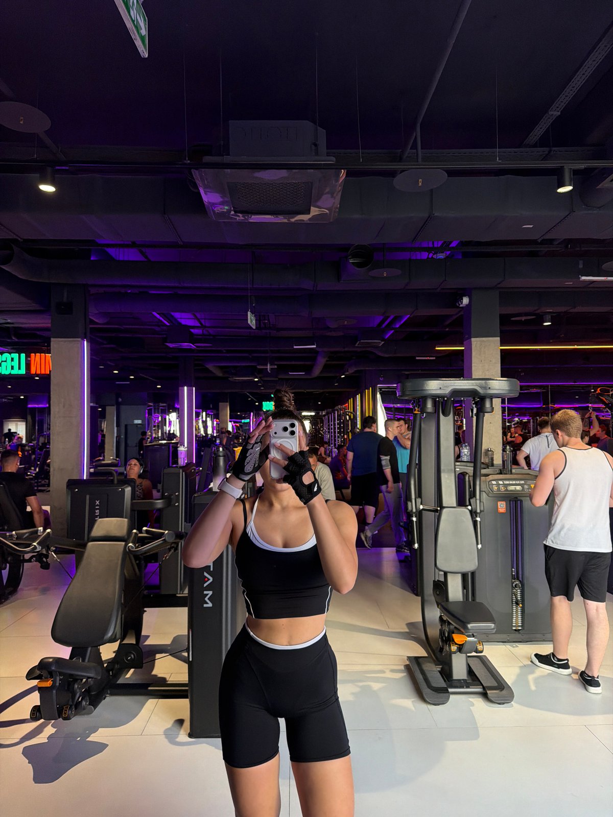 Woman documents workout session at Podolsk gym