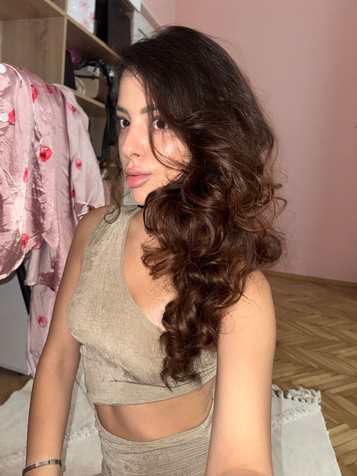 Indoor fashion shoot in Plovdiv, gold and beige looks