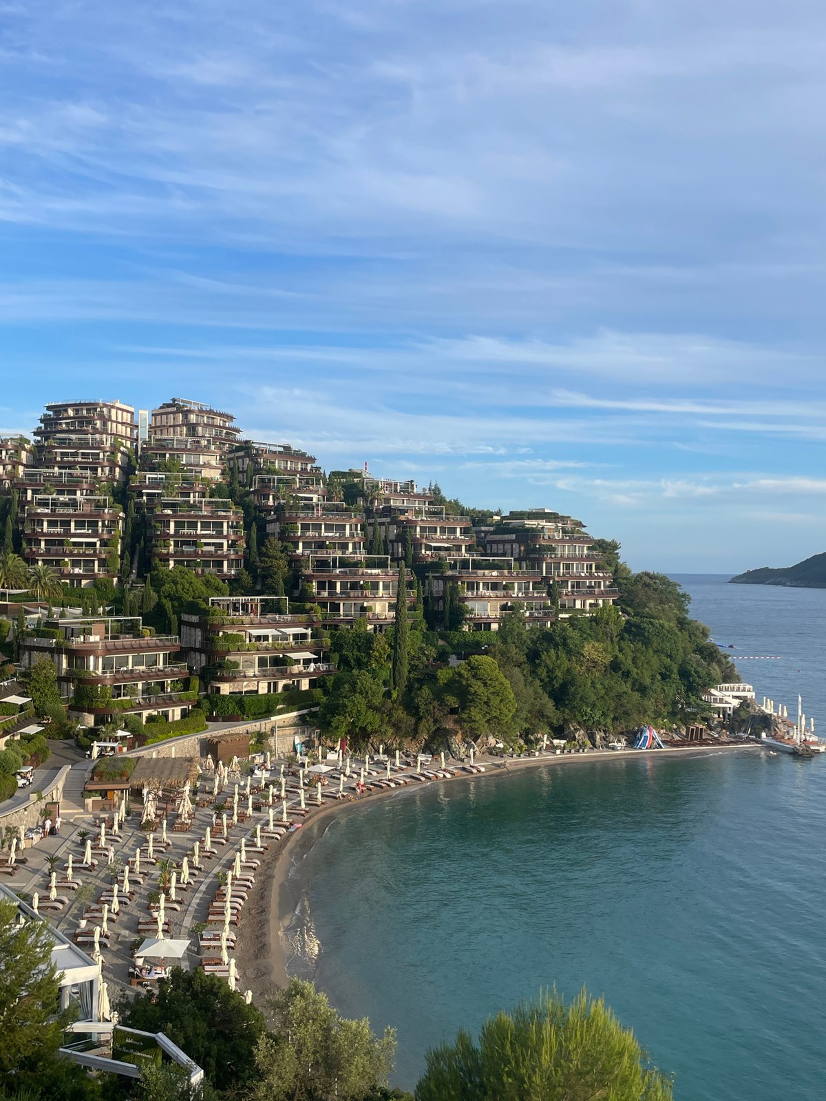 Budva resort and Adriatic coastline on a summer afternoon