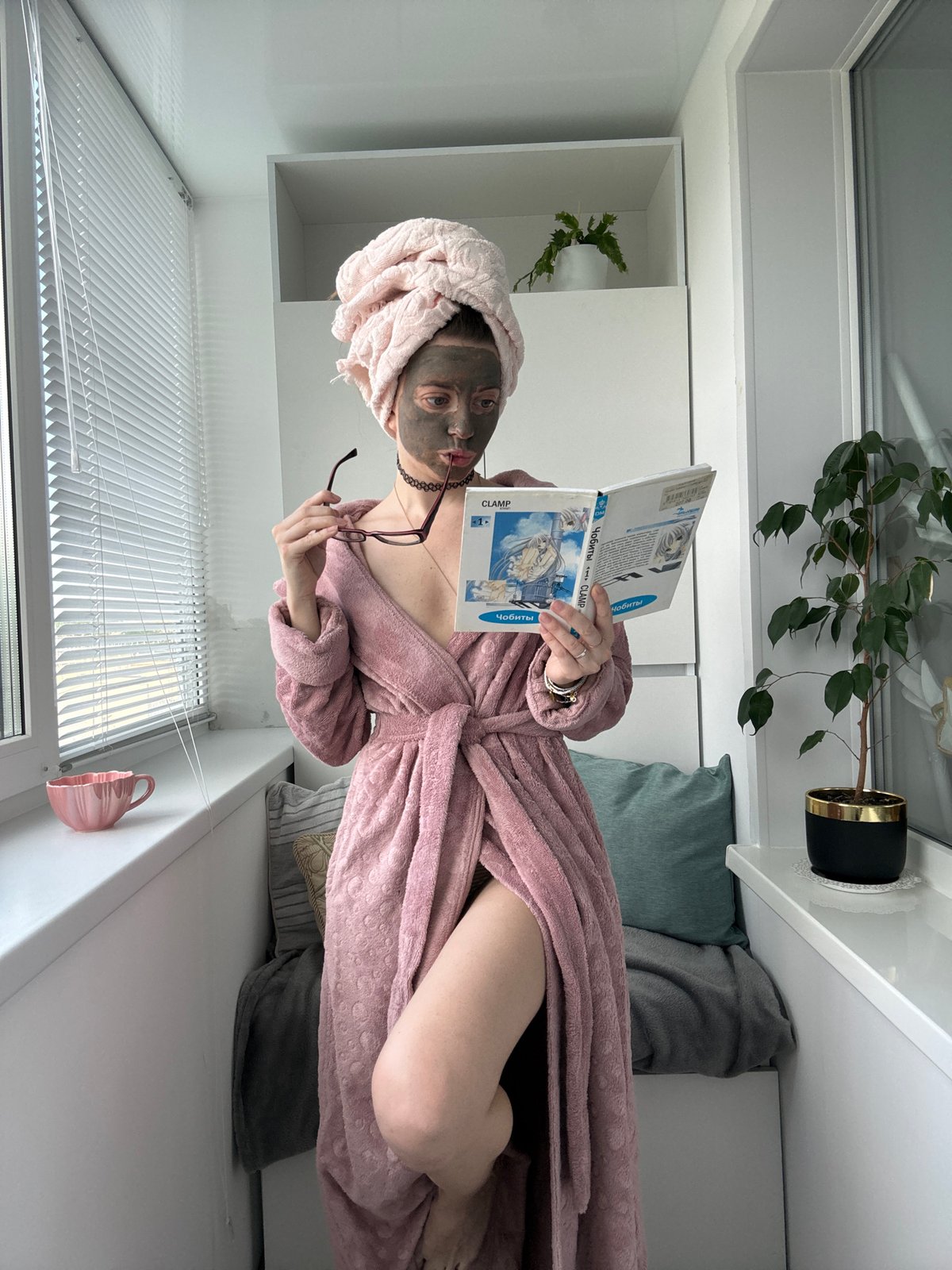 Morning skincare routine captured in a cozy #GRWM moment