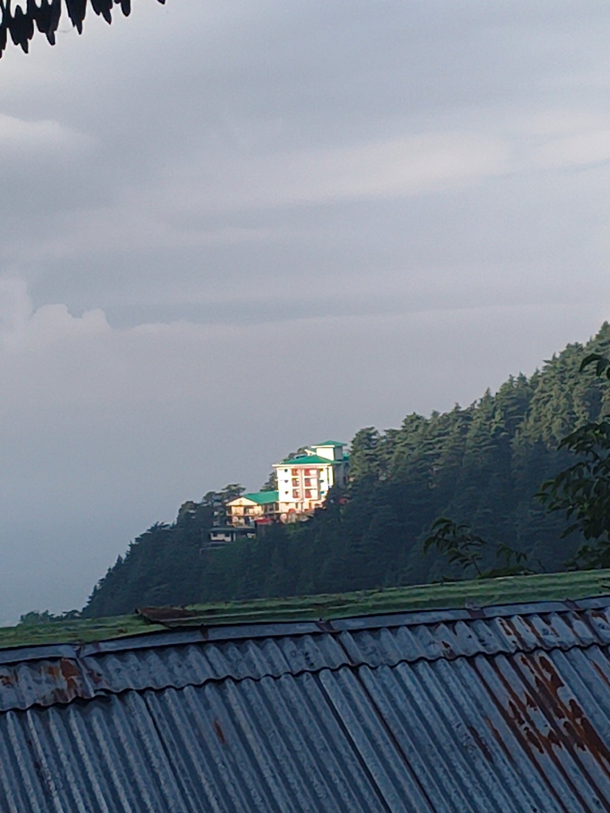 Hillside village life in Haini: buildings, forest, and a tethered cow
