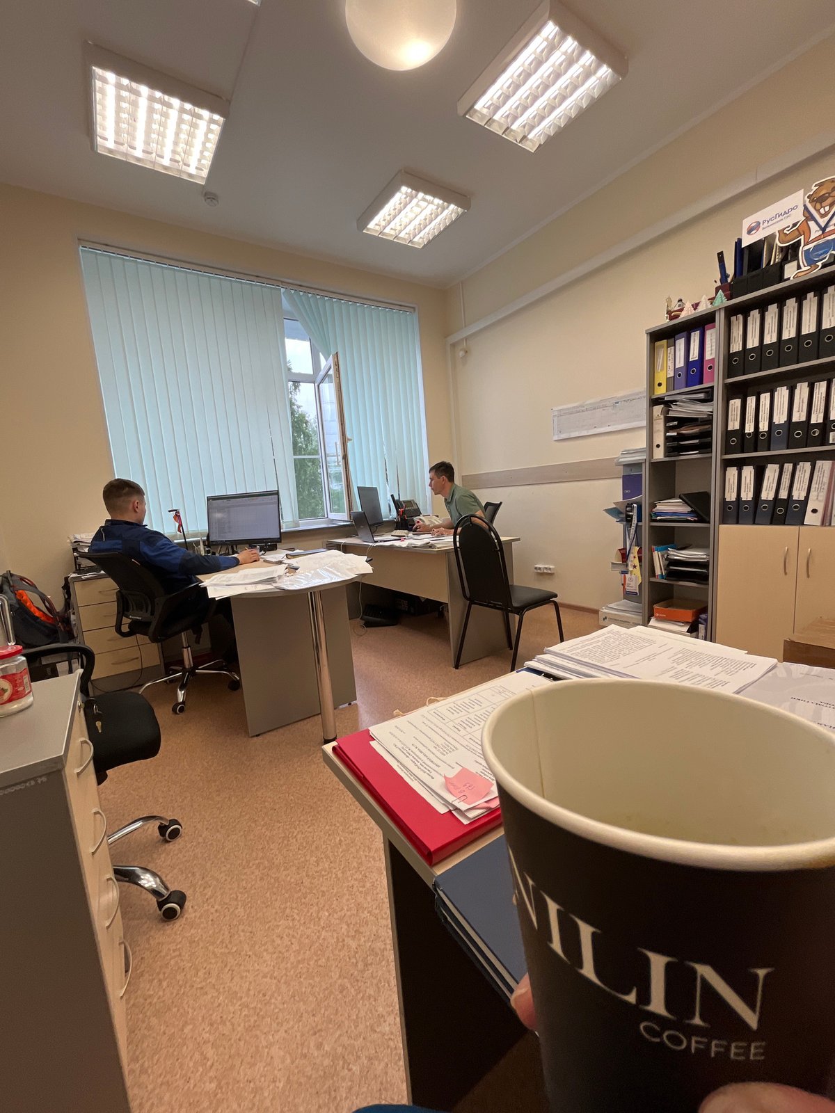 Early morning office moment captured in Chaikovsky, Russia