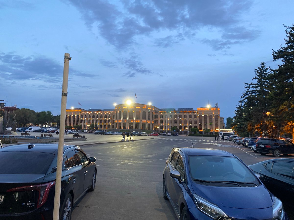 Dusk scenes documented across Gyumri's Vardanants Square area