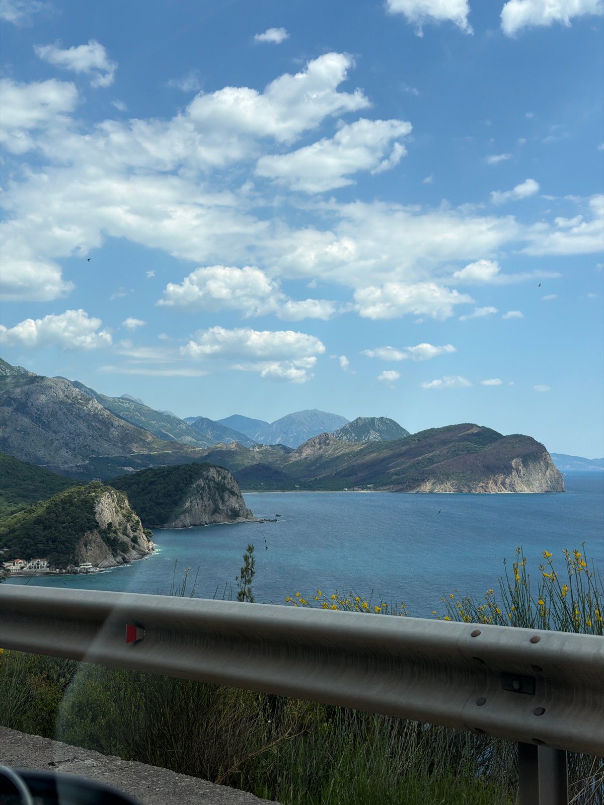 Coastal landscape observed from elevated roadside in Montenegro