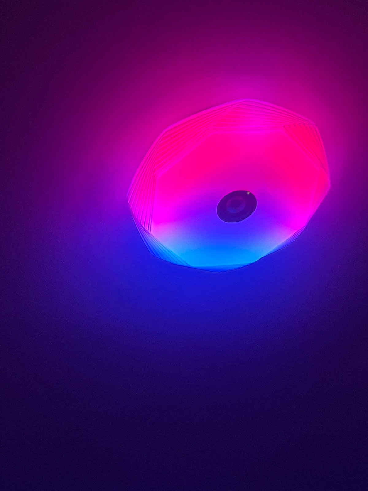 Colored electronic lighting observed in Burgas indoor spaces