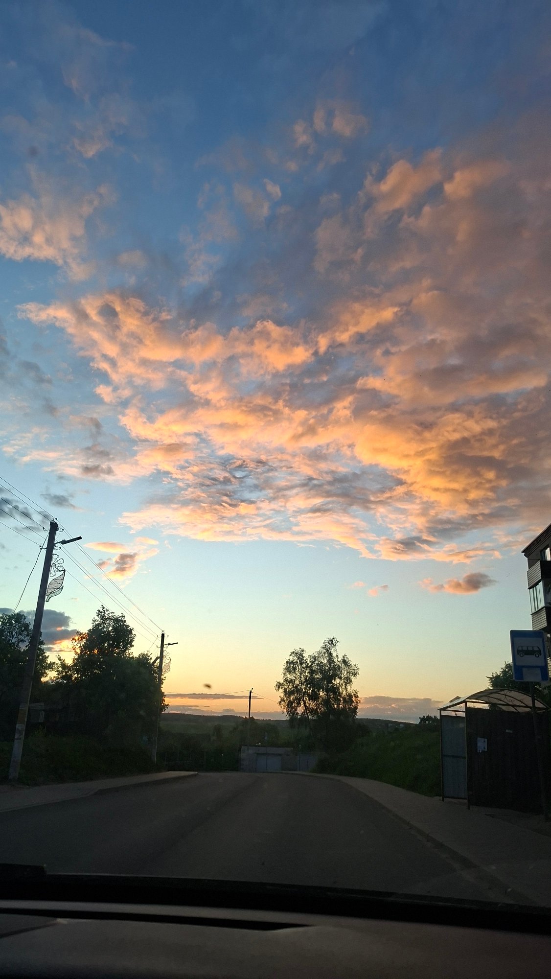 Evening documentation of roads and sunset in Смалявічы, Belarus