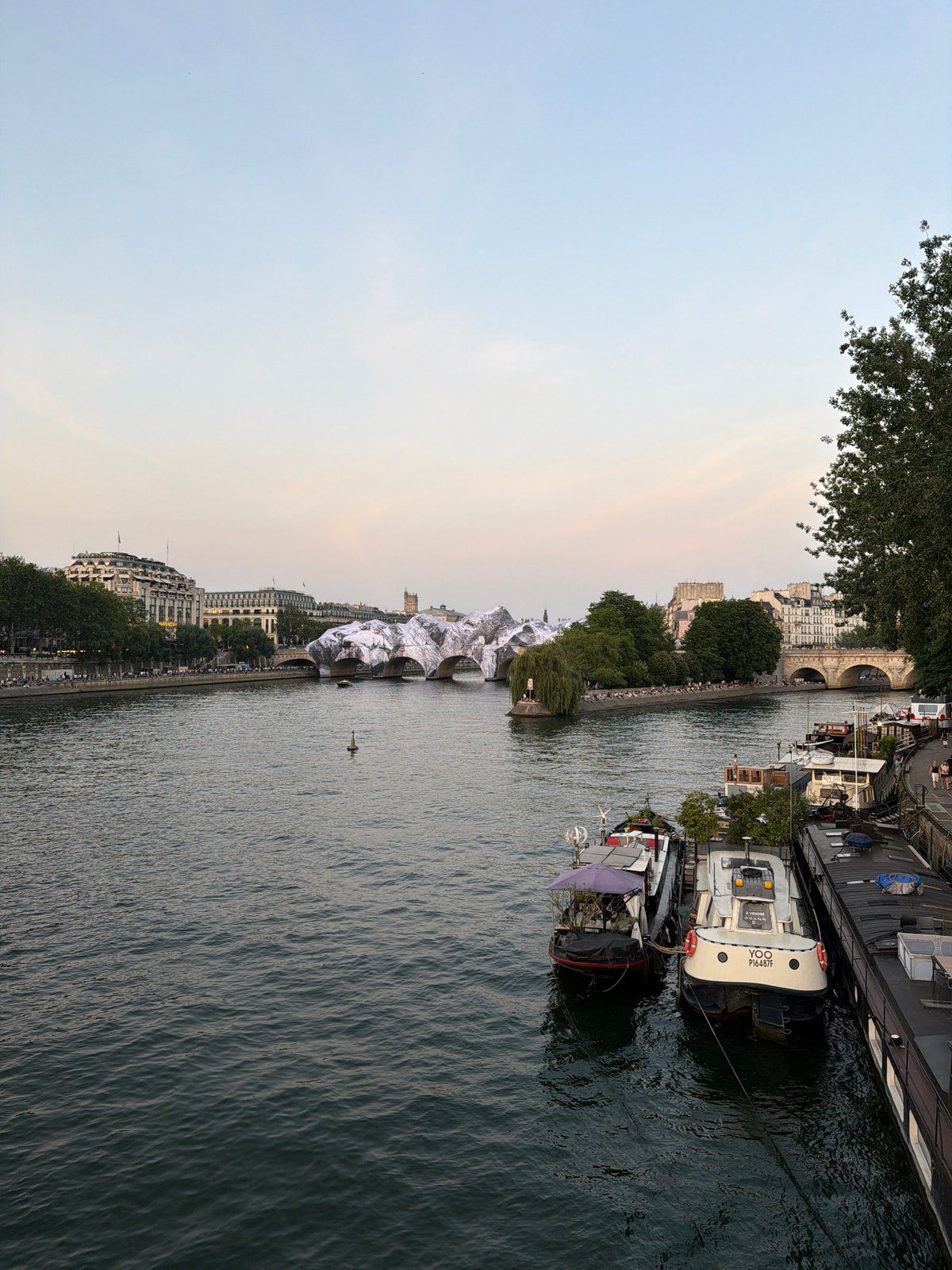 Evening activity observed along Seine River in Paris