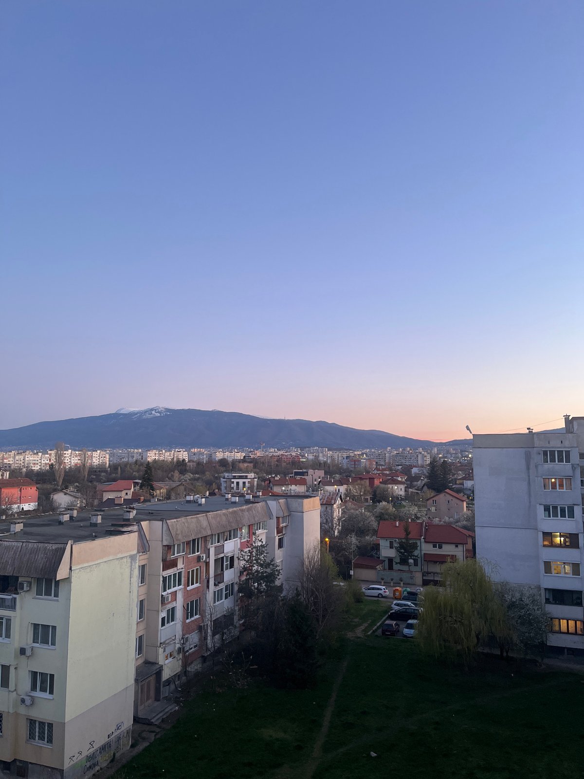 Sofia residents document twilight cityscape views across neighborhoods