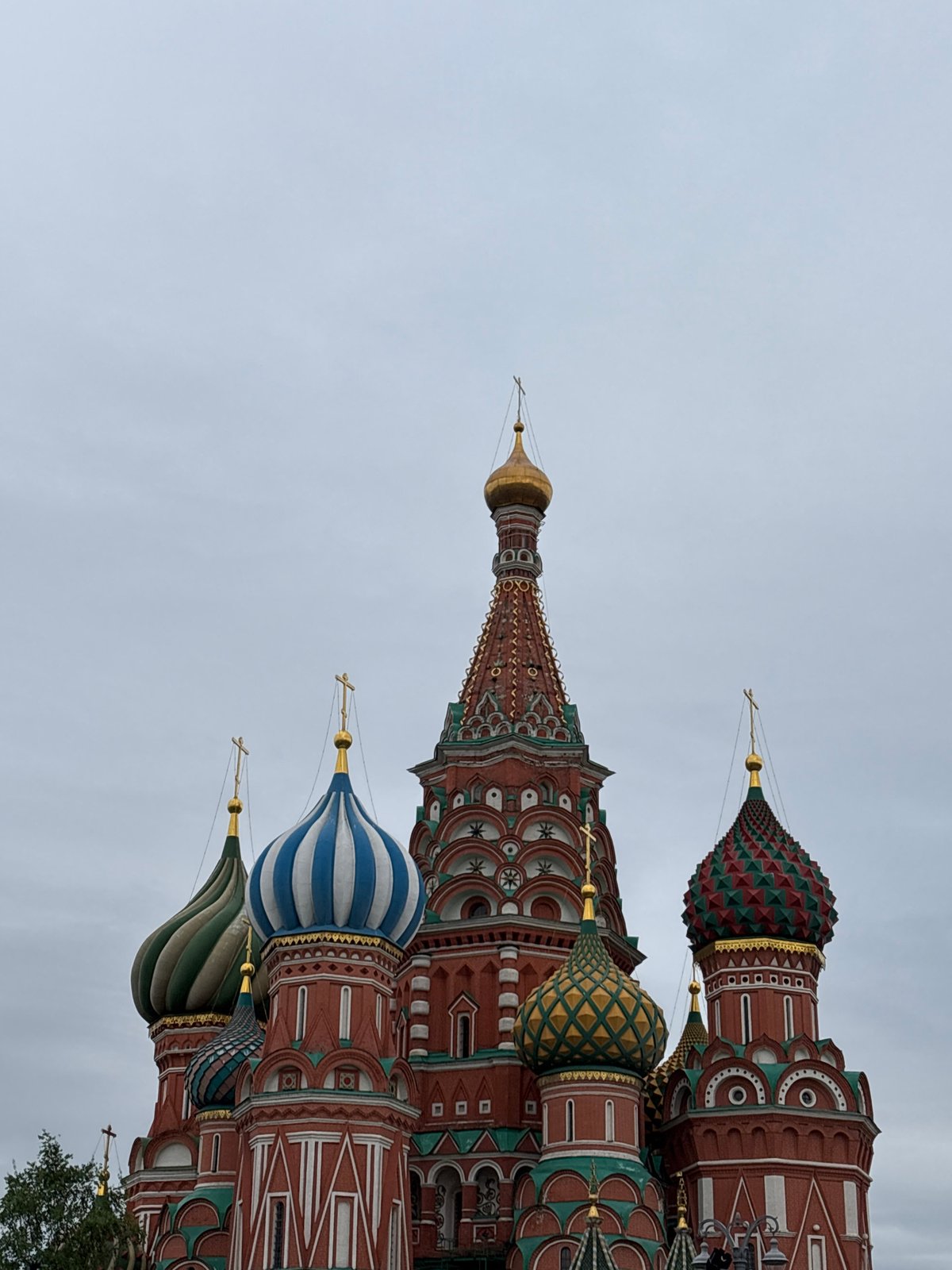 Tourist selfie session at Moscow's Red Square landmarks
