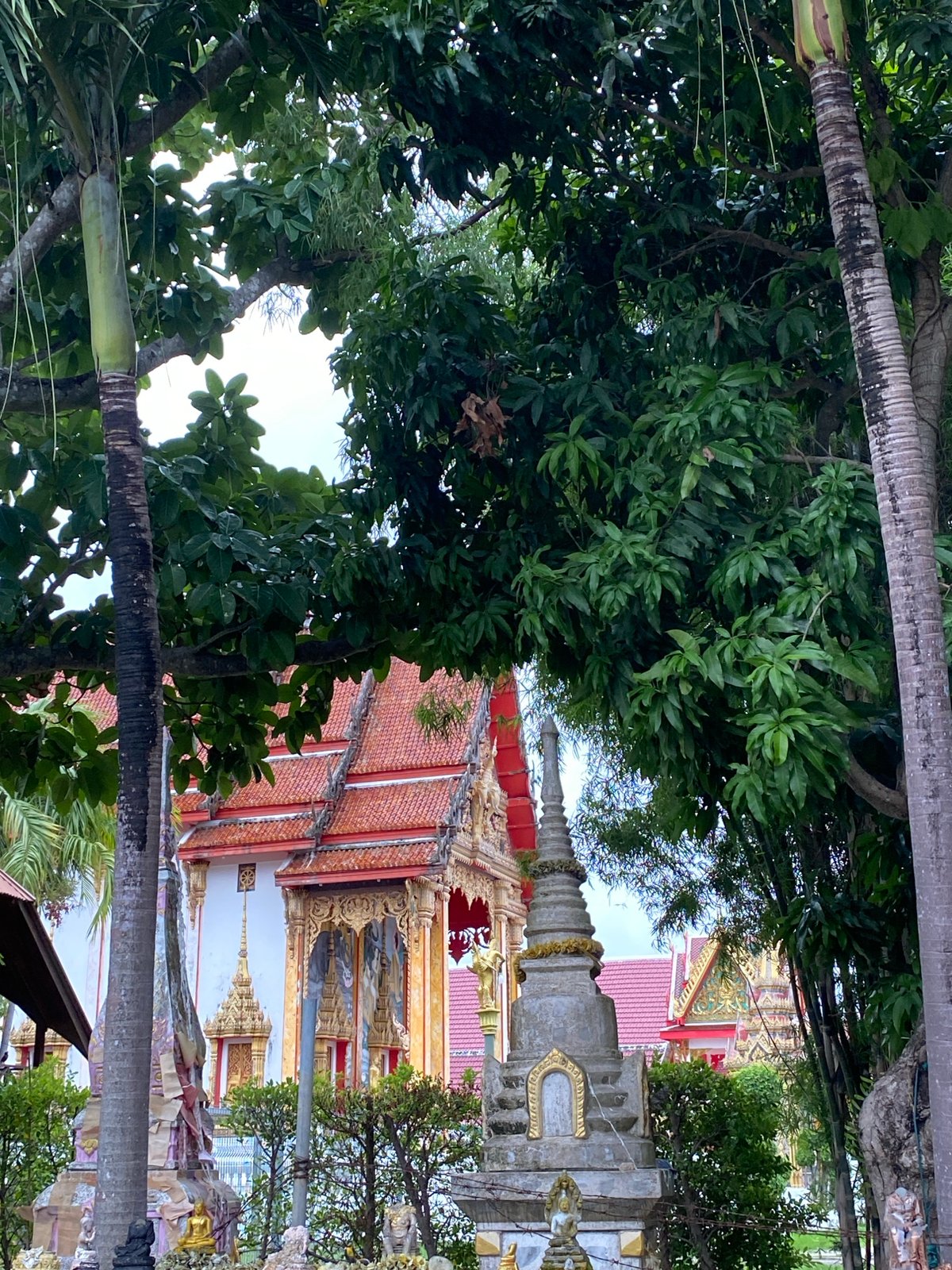 Buddhist temple with evacuation signage documented in Choeng Thale