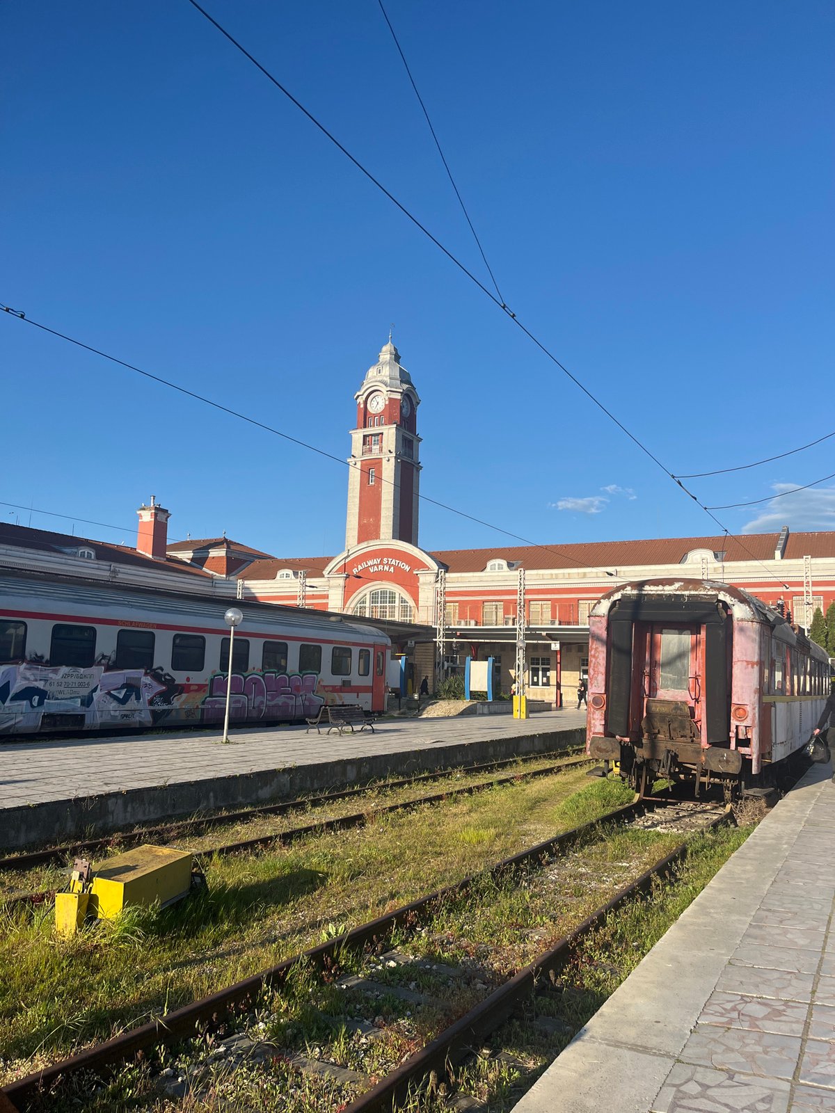Trains spotted at Varna Railway Station under clear skies