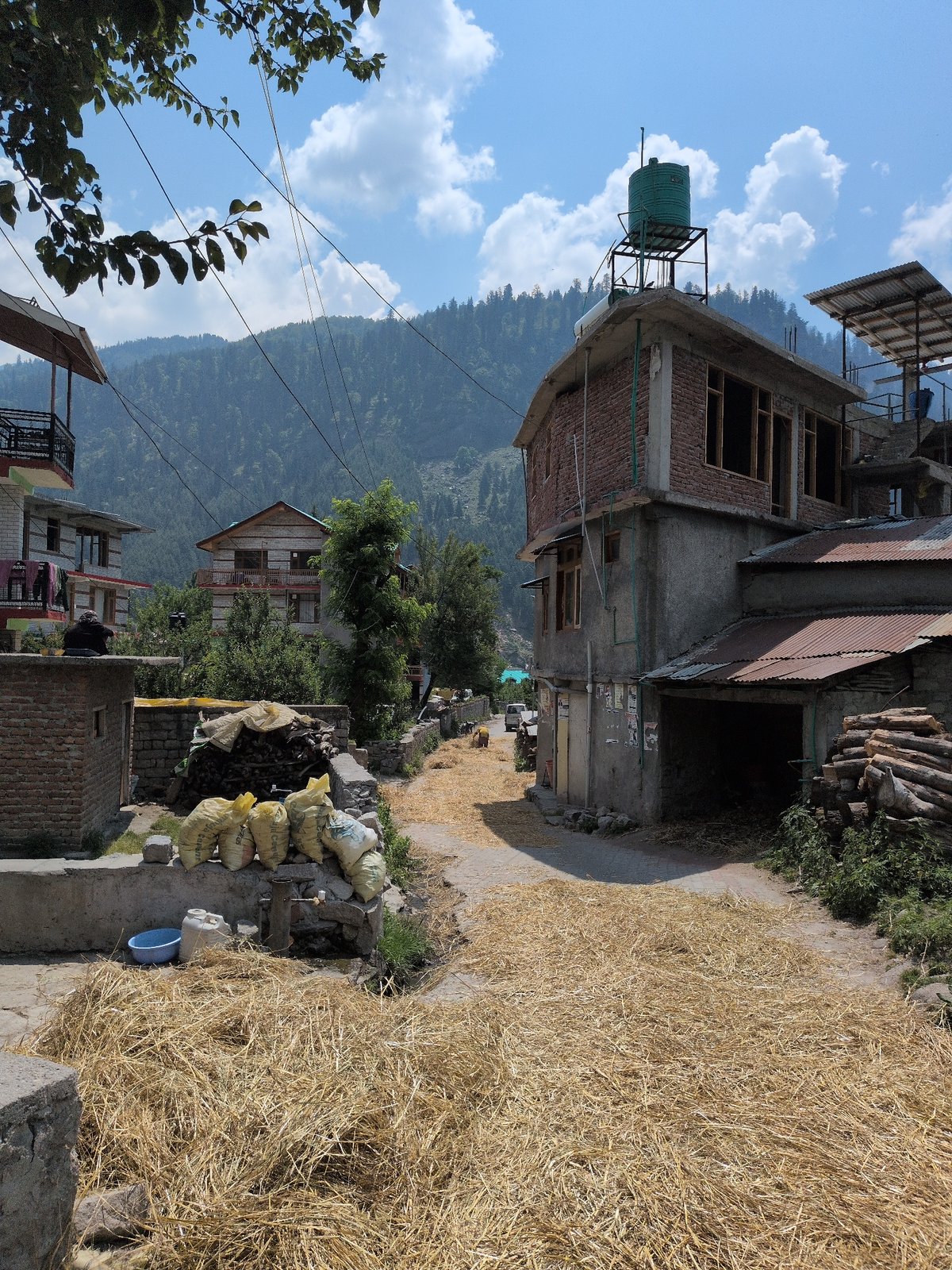 Morning village scenes captured in mountainous Burwa, India