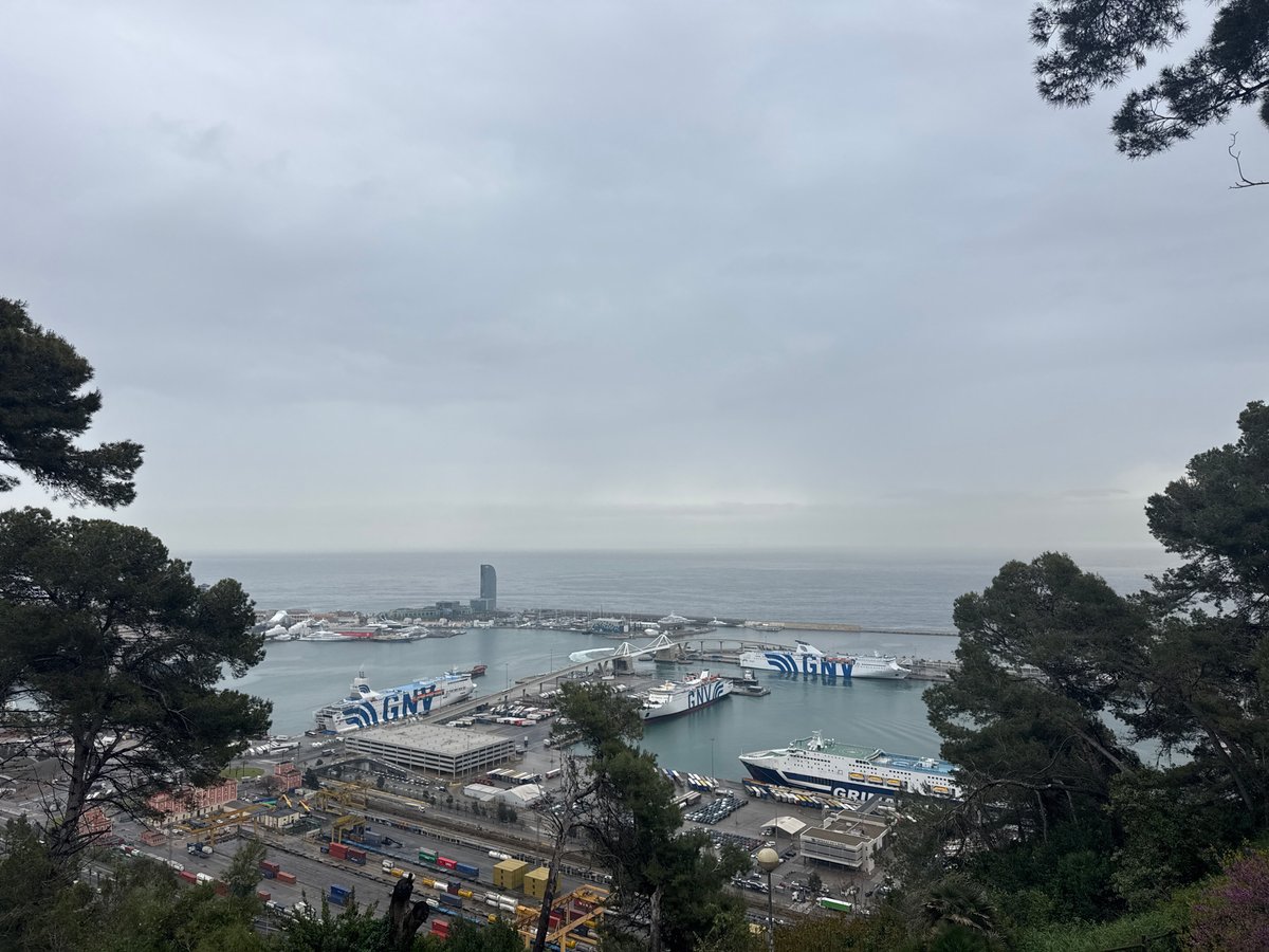 Morning harbor views captured from Barcelona's Montjuïc area