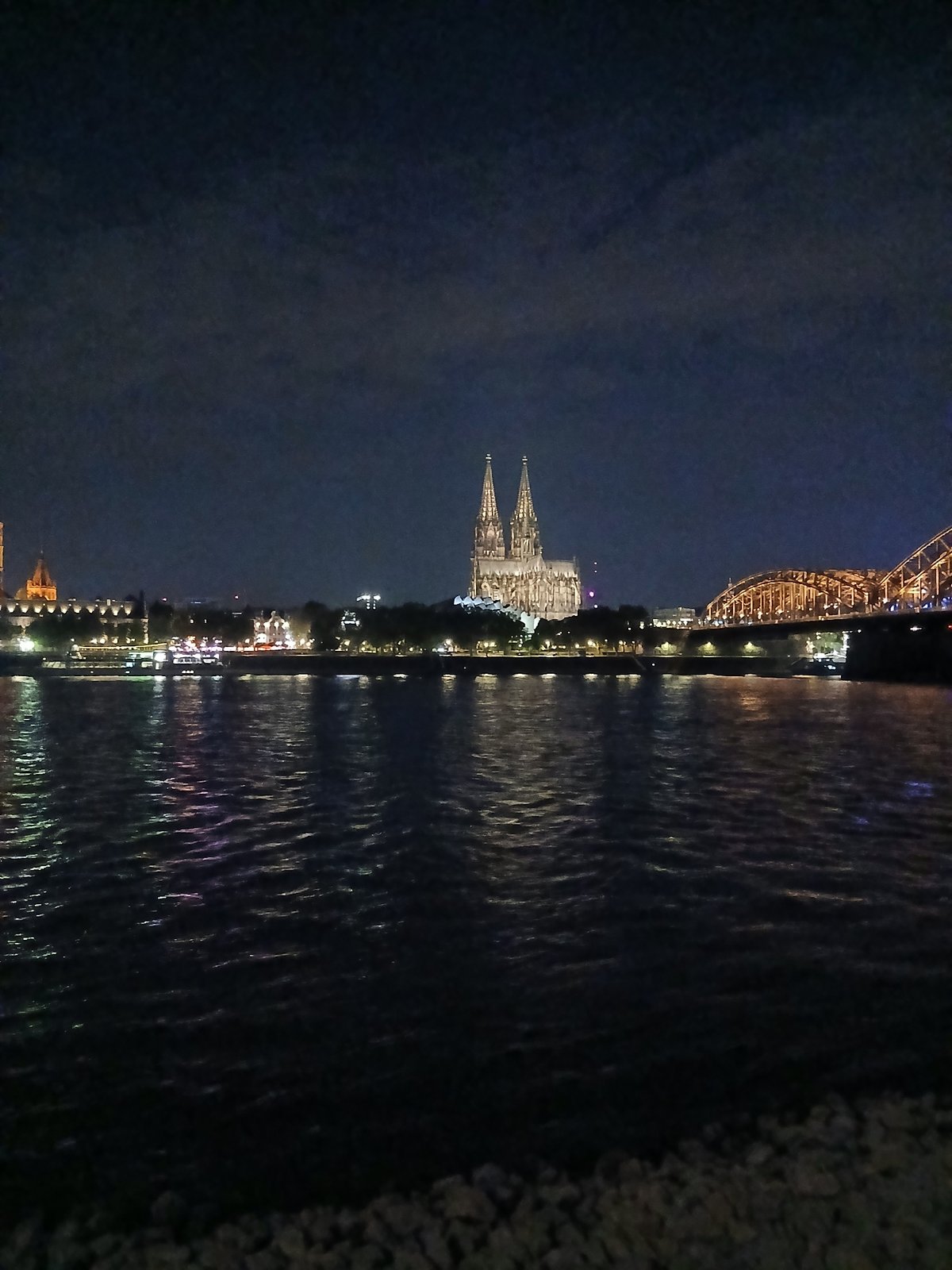 Cologne Cathedral and Hohenzollern Bridge at dusk and night