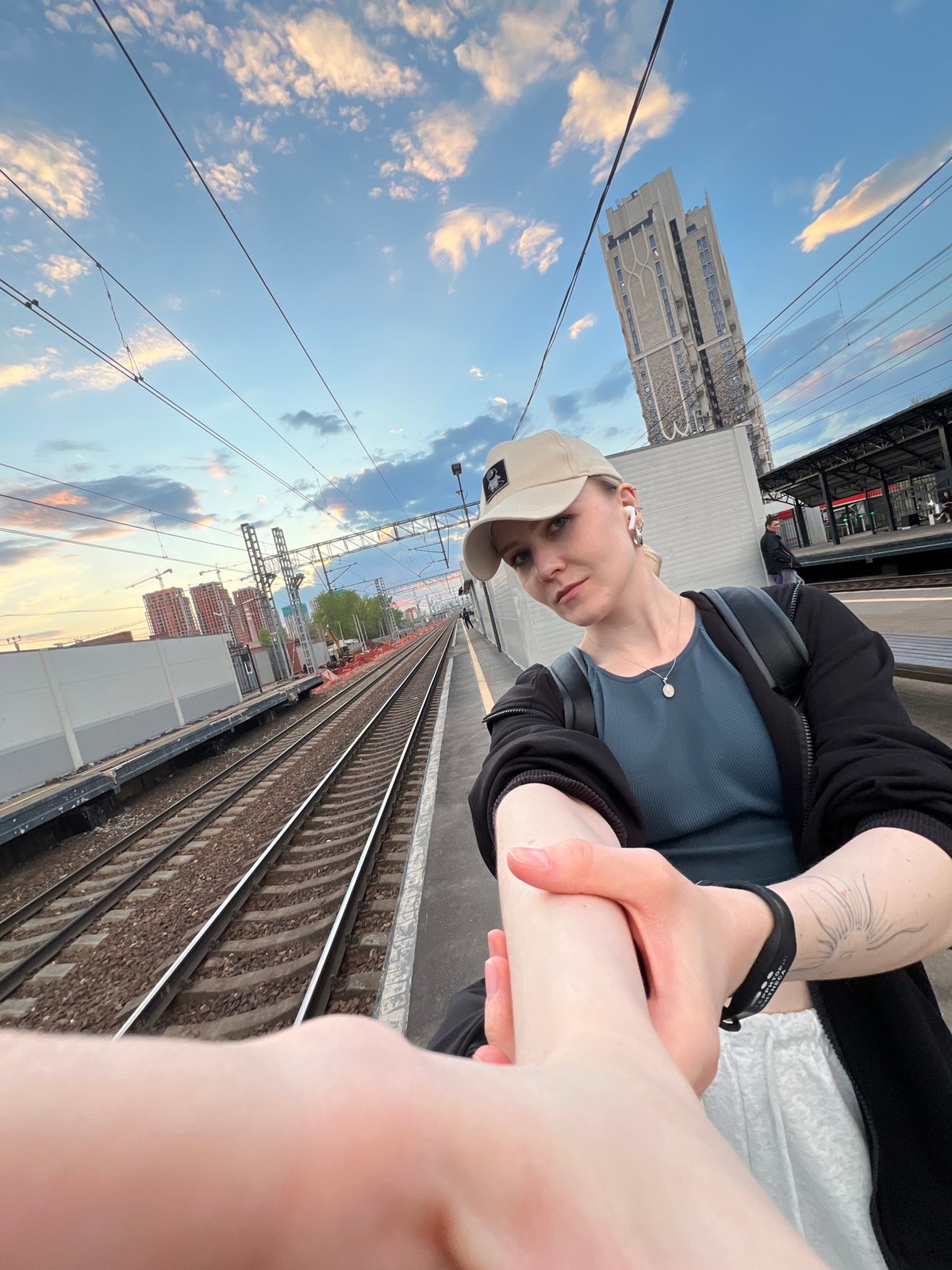 Routine train station activity documented in Khimki, Russia
