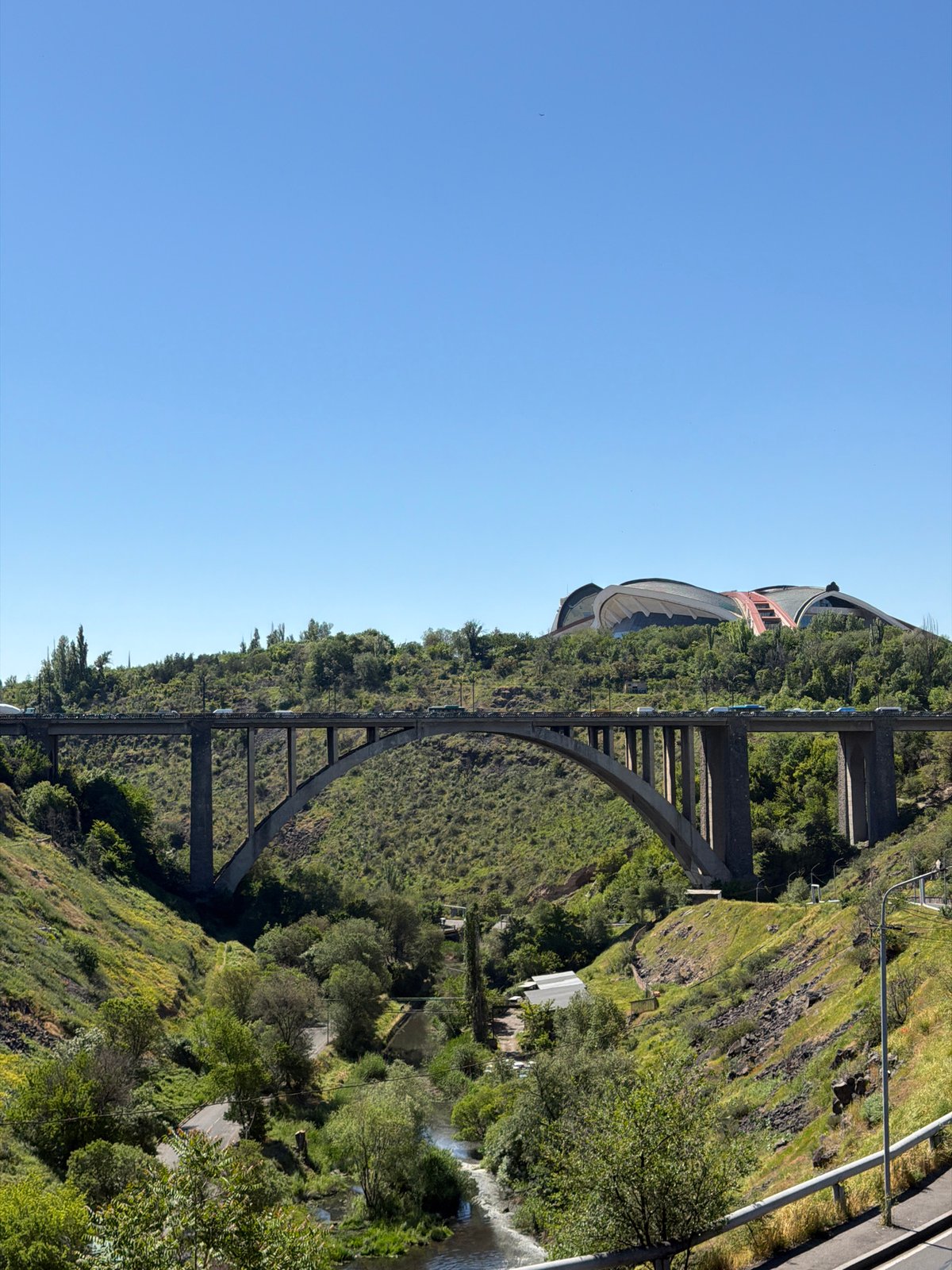Great Hrazdan Bridge photographed in Yerevan morning landscape